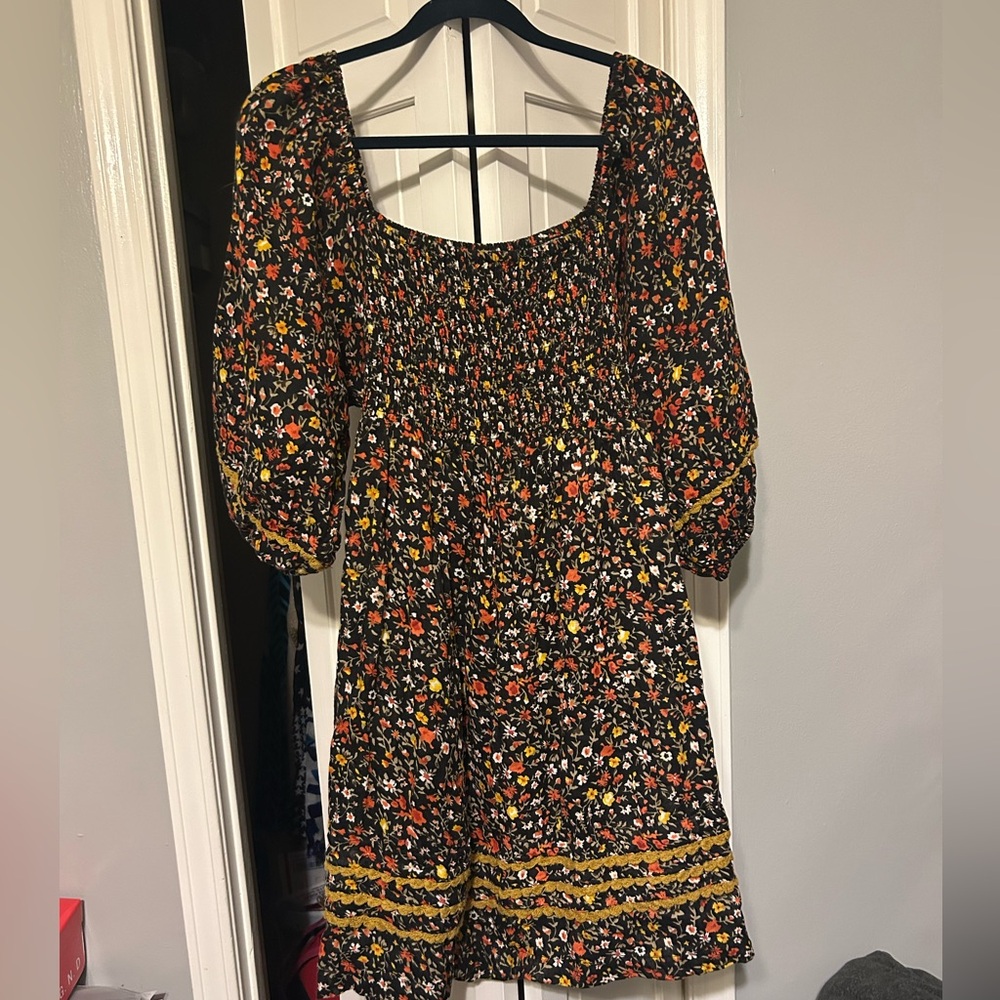Uncle Frank Black Floral Long Sleeve Dress